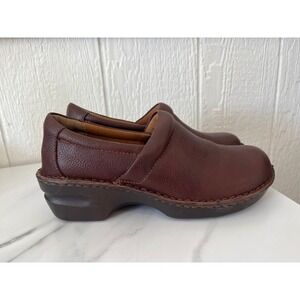 Boc‎ Born Ocak Clogs Women 10M Brown Leather Slip On Comfort Shoes